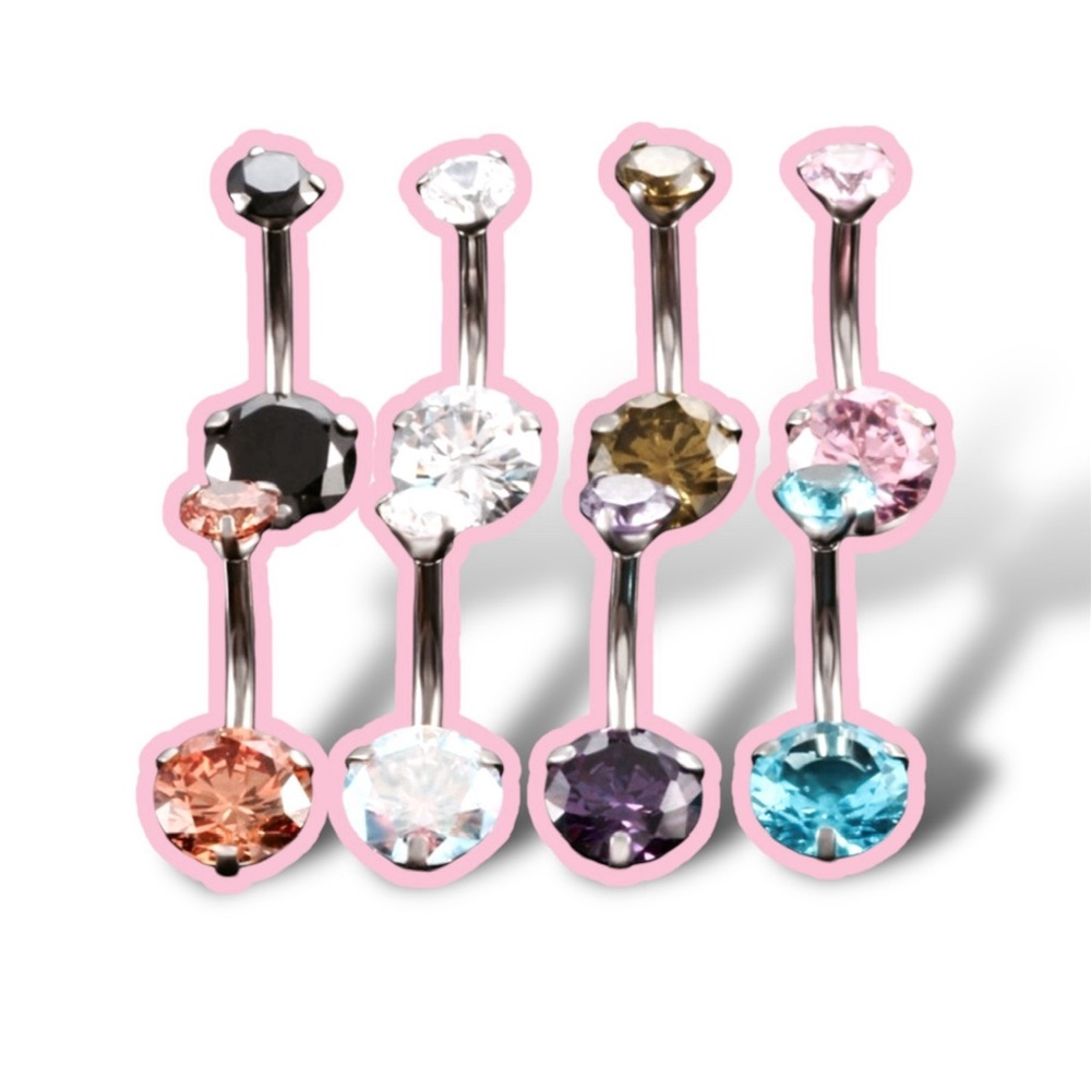 ηεω Aqua Blue Navel Ring  / Belly Ring Zircon Titanium Steel